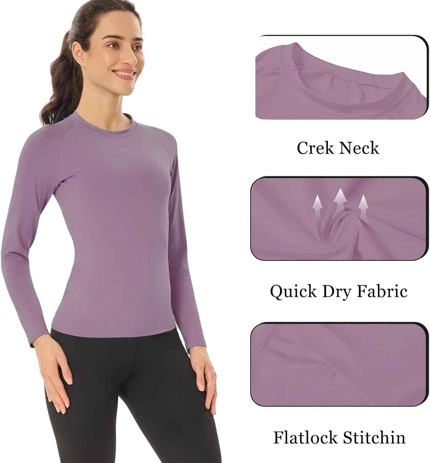 HYCOPROT 4 Pack Women's Compression Shirt Long Sleeve Workout Tops Quick Dry Baselayer Athletic T Shirt Gym Yoga Running