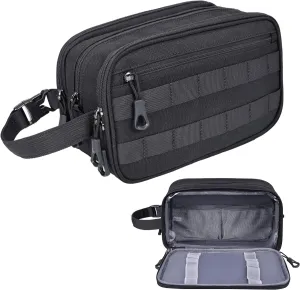 Hygiene Bag for Men, YKK Zippers Waterproof Tactical Toiletry Bag with Compartments, Dop Kits for Men Travel, Bath Cosmetic Toiletry Kit