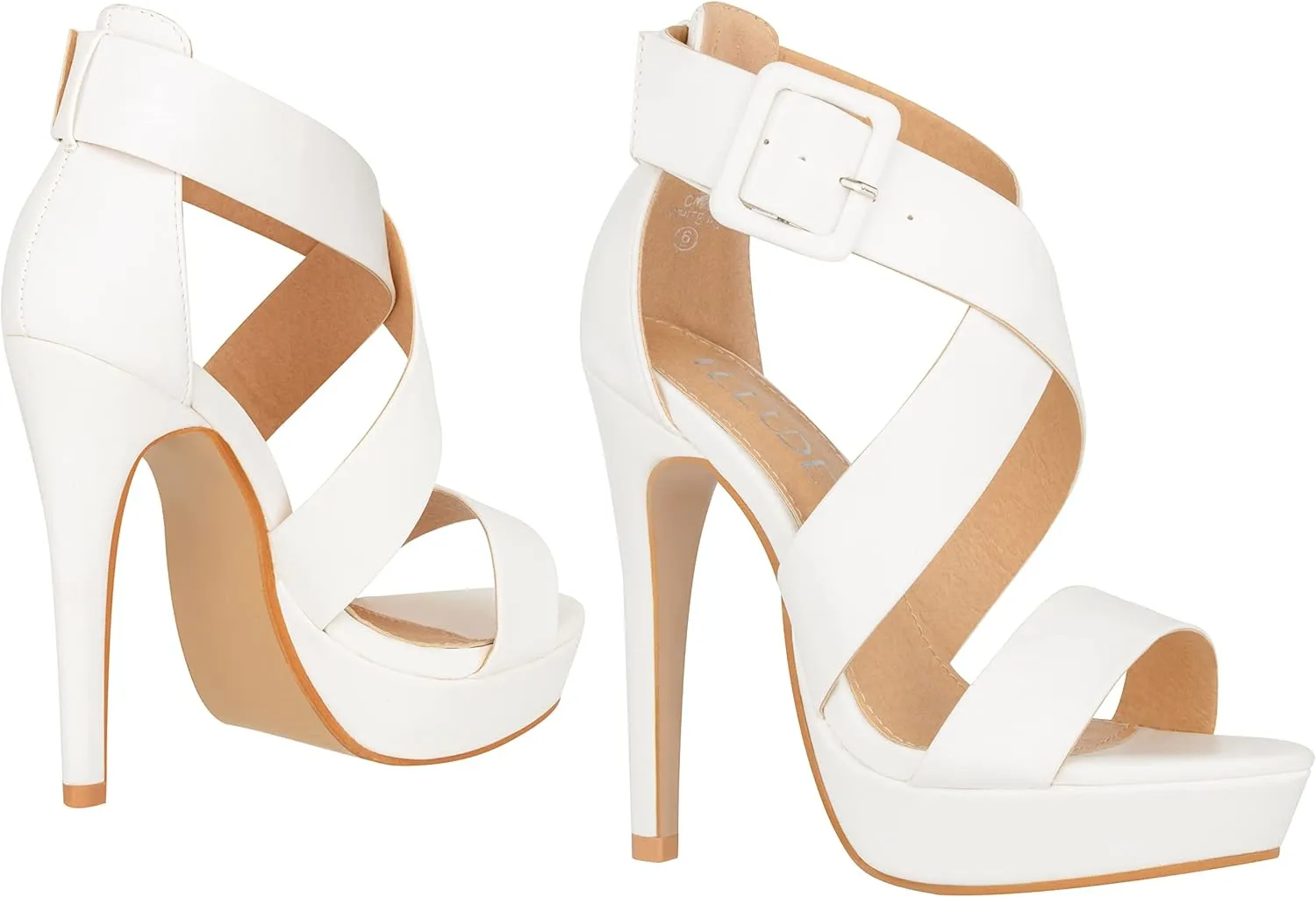 ILLUDE Women's High Heels Open Toe Ankle Strap Stilettos Platform Sexy Party Heeled Sandals – Cake