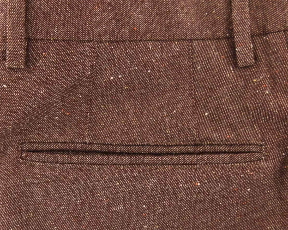 Incotex Brown Melange Wool Blend Pants - Slim