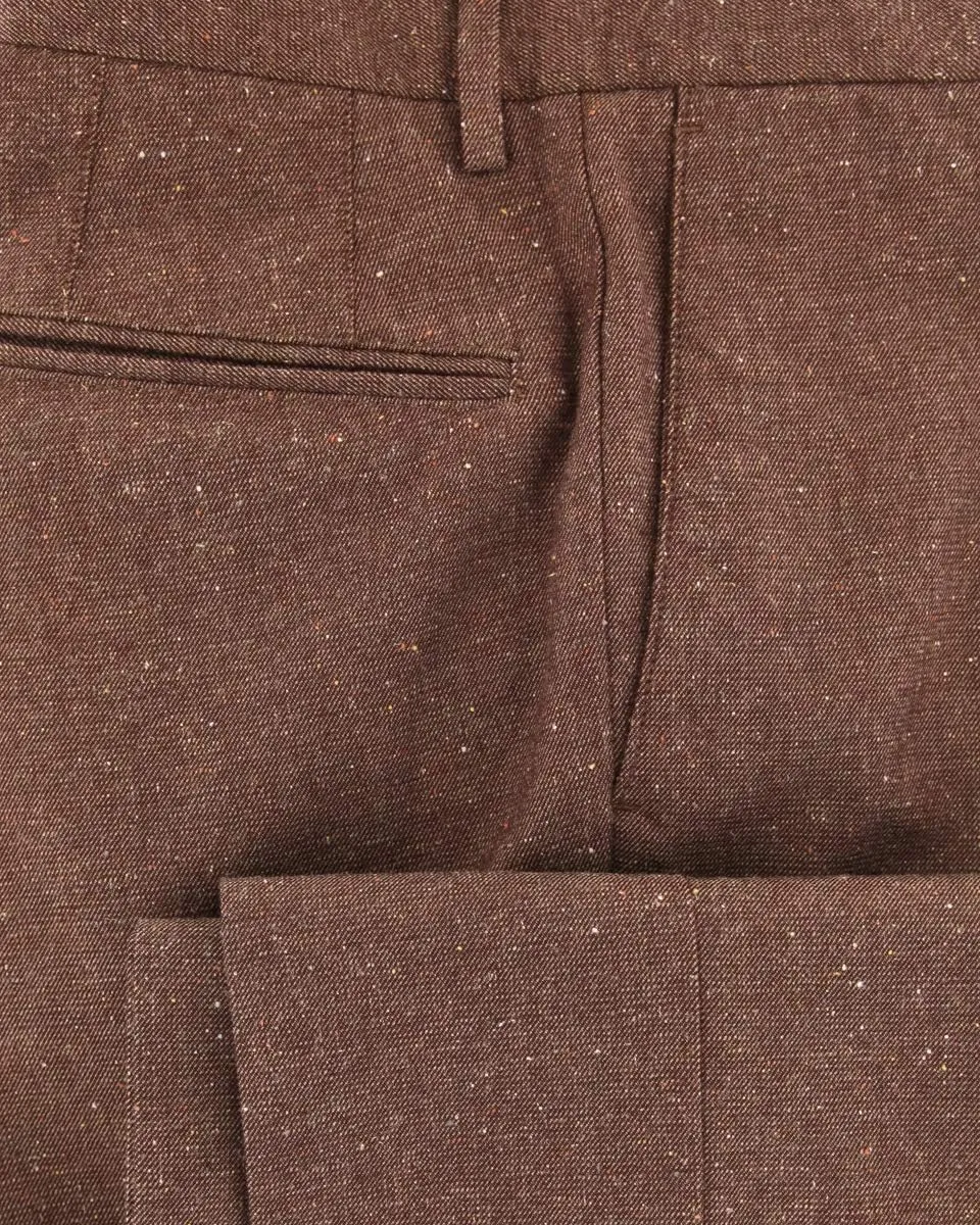 Incotex Brown Melange Wool Blend Pants - Slim
