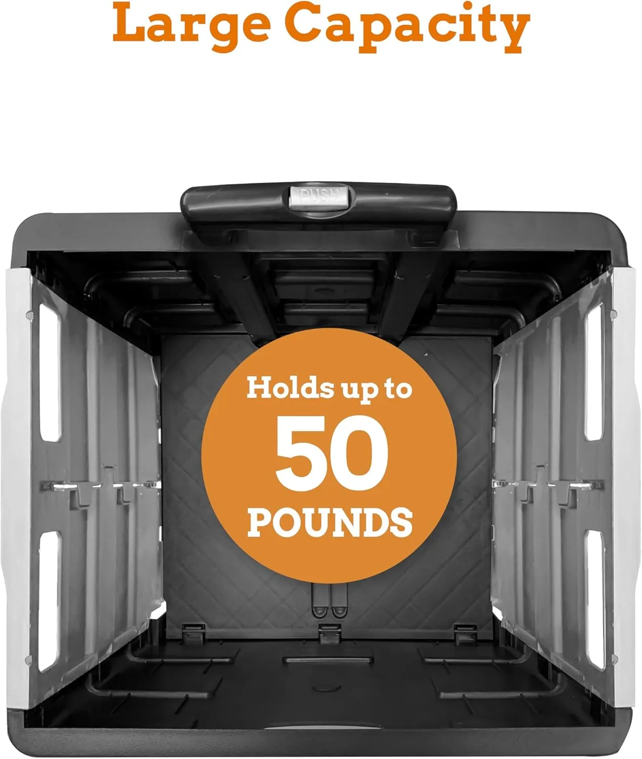 Inspired Living Ultra-Slim Rolling Collapsible Storage Pack-N-Roll Utility-carts, with Telescopic Handle, for Home, Garden, Shopping, Office, School use, Medium, Grey & Black