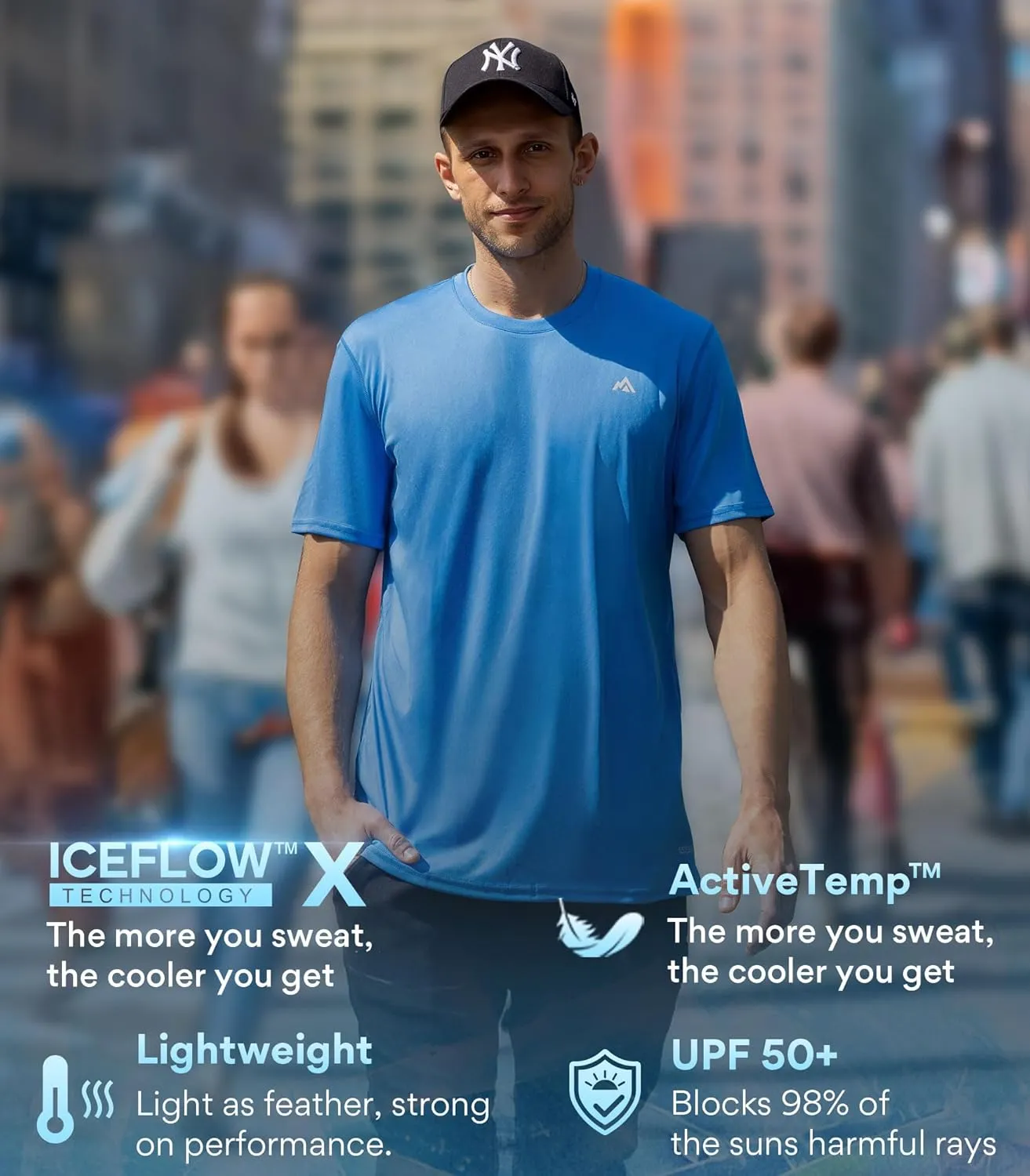 Instant Cooling Quick Dry Workout Shirt for Men Coolmax Moisture Wicking Performance Crew Neck Running Comfort