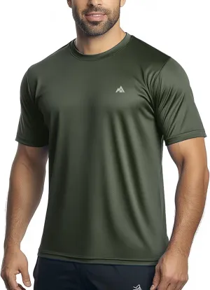 Instant Cooling Workout Shirt Coolmax Moisture Wicking Crew Neck Men Summer Running Comfort Fit