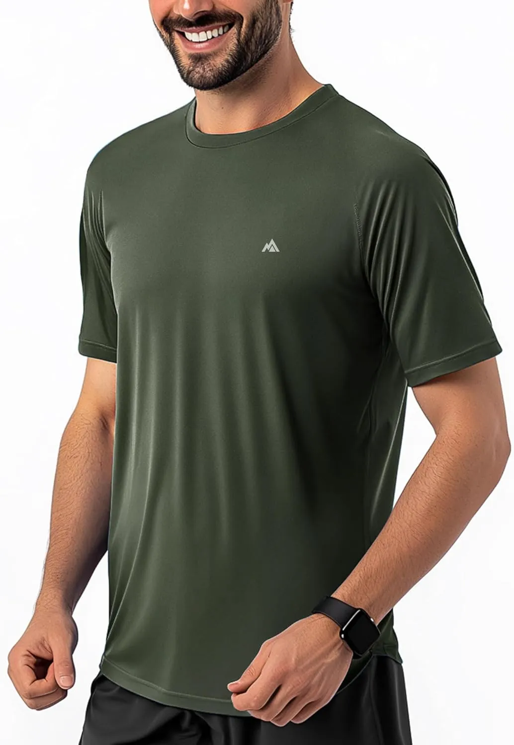 Instant Cooling Workout Shirt Coolmax Moisture Wicking Crew Neck Men Summer Running Comfort Fit