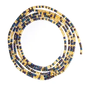 Iridescent Waist Beads, African Waist Chain, Stylish Waist Beads for Women, Waist Beads for Weight Loss and Cultural Expression, Easy Tie-On and Adjustable, 45-50 Inches, Black & Gold - MaddieMayShop