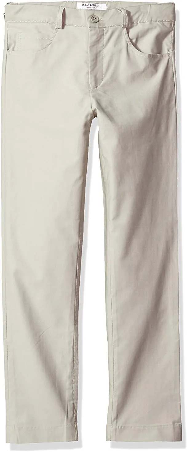 Isaac Mizrahi Boy's Jean Style Slim Fit Adjustable Waist 100% Cotton Pant - Colors