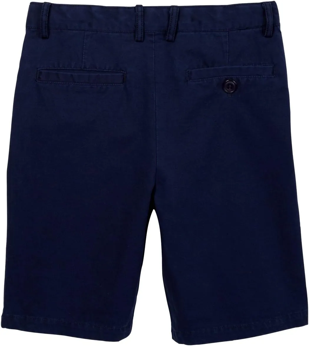 Isaac Mizrahi Boy's Slim Fit Flat Front Adjustable Waist 100% Cotton Shorts- Colors