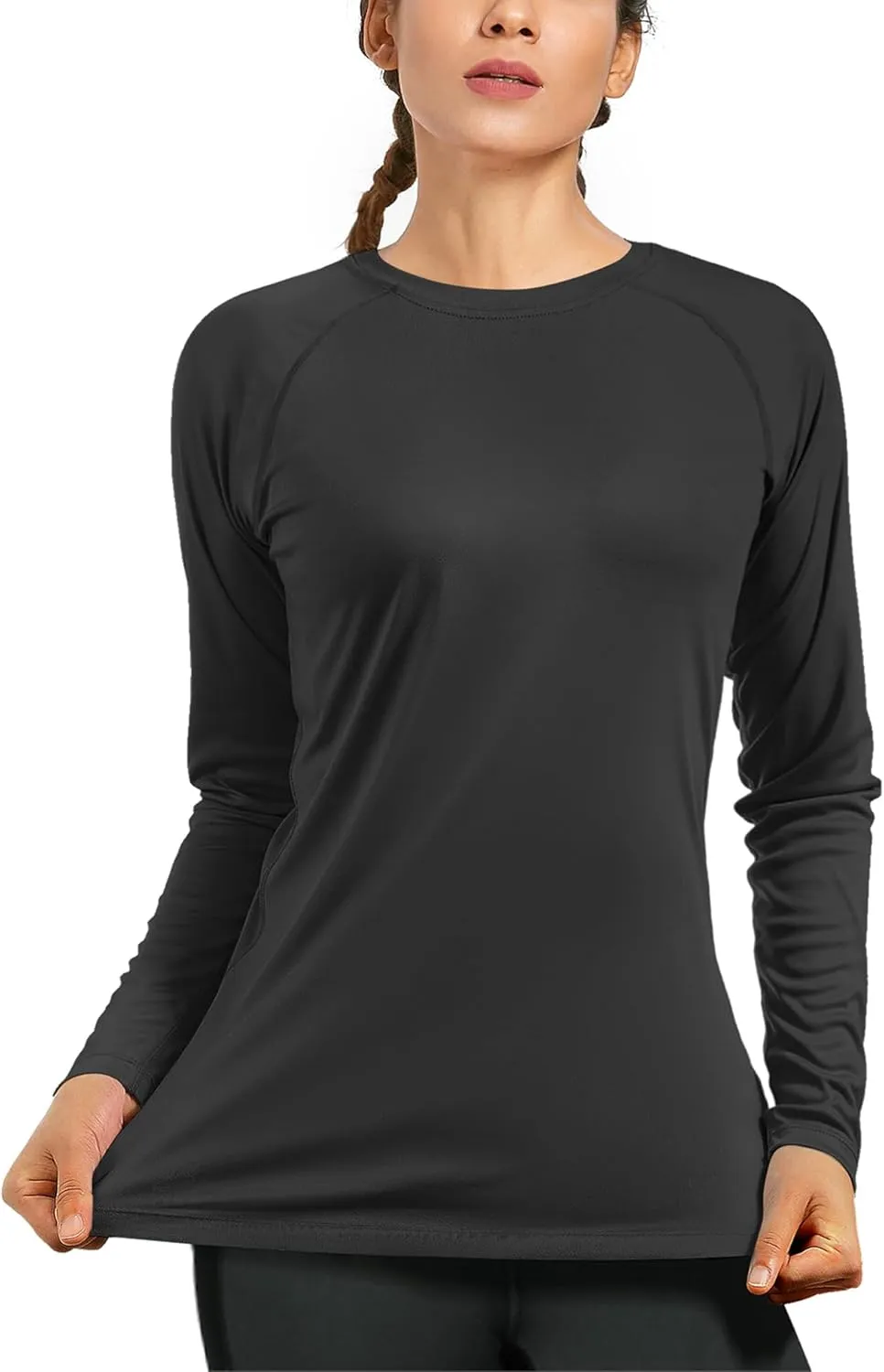 isnowood Women's Sun Protection Long Sleeve Shirts, UPF 50  UV Rash Guard Swim Shirt, Workout Hiking Running Athletic Tops