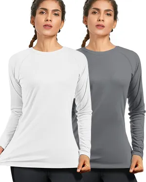 isnowood Women's Sun Protection Long Sleeve Shirts, UPF 50  UV Rash Guard Swim Shirt, Workout Hiking Running Athletic Tops