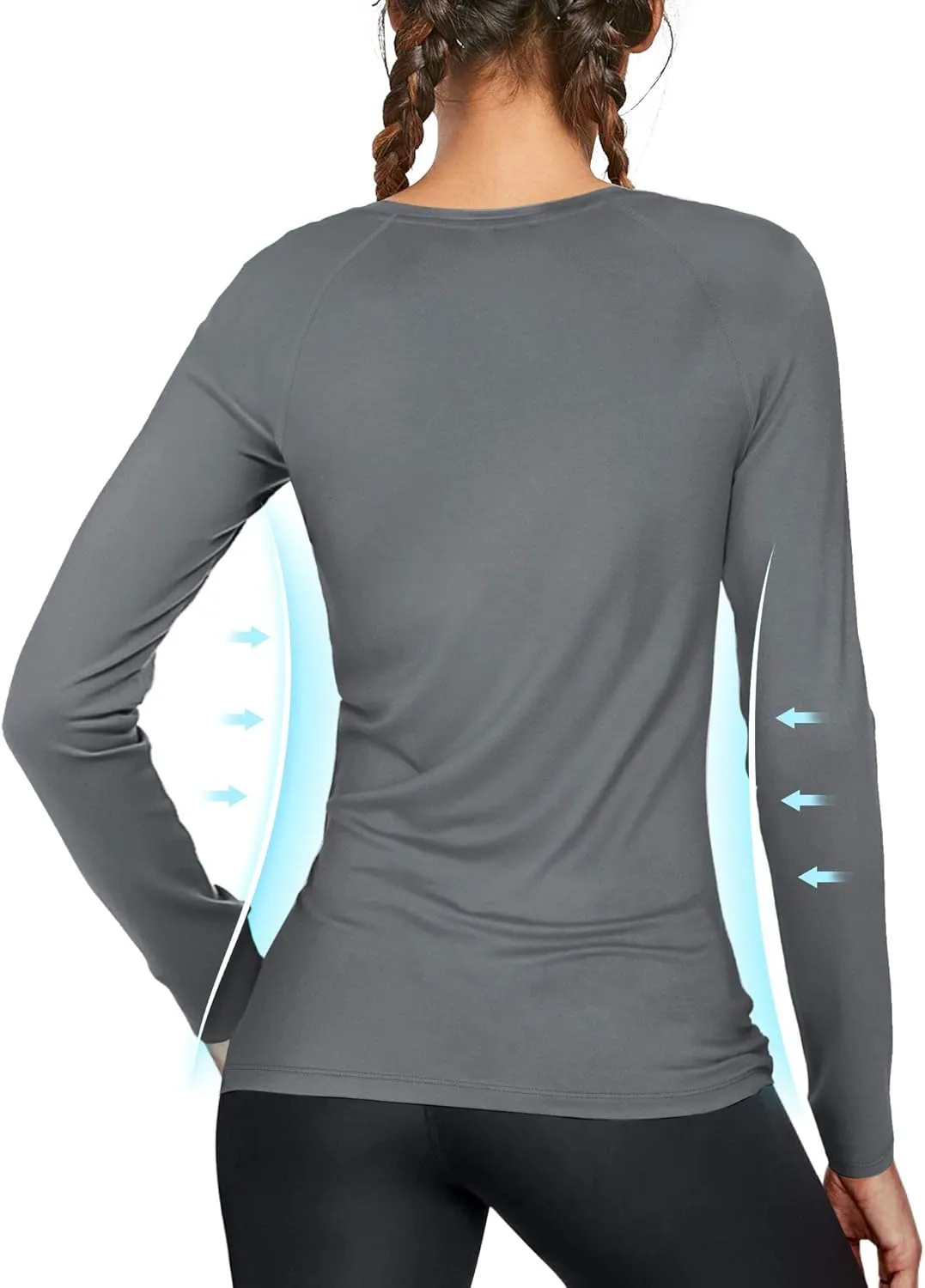 isnowood Women's Sun Protection Long Sleeve Shirts, UPF 50  UV Rash Guard Swim Shirt, Workout Hiking Running Athletic Tops