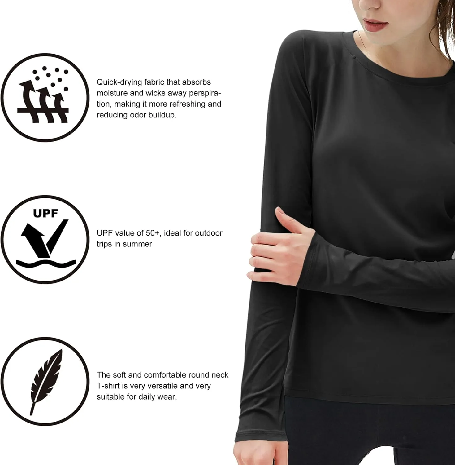 isnowood Women's Sun Protection Long Sleeve Shirts, UPF 50  UV Rash Guard Swim Shirt, Workout Hiking Running Athletic Tops