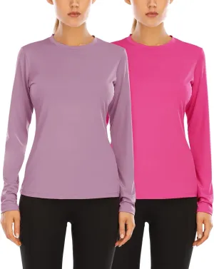isnowood Women's Sun Protection Long Sleeve Shirts, UPF 50  UV Rash Guard Swim Shirt, Workout Hiking Running Athletic Tops