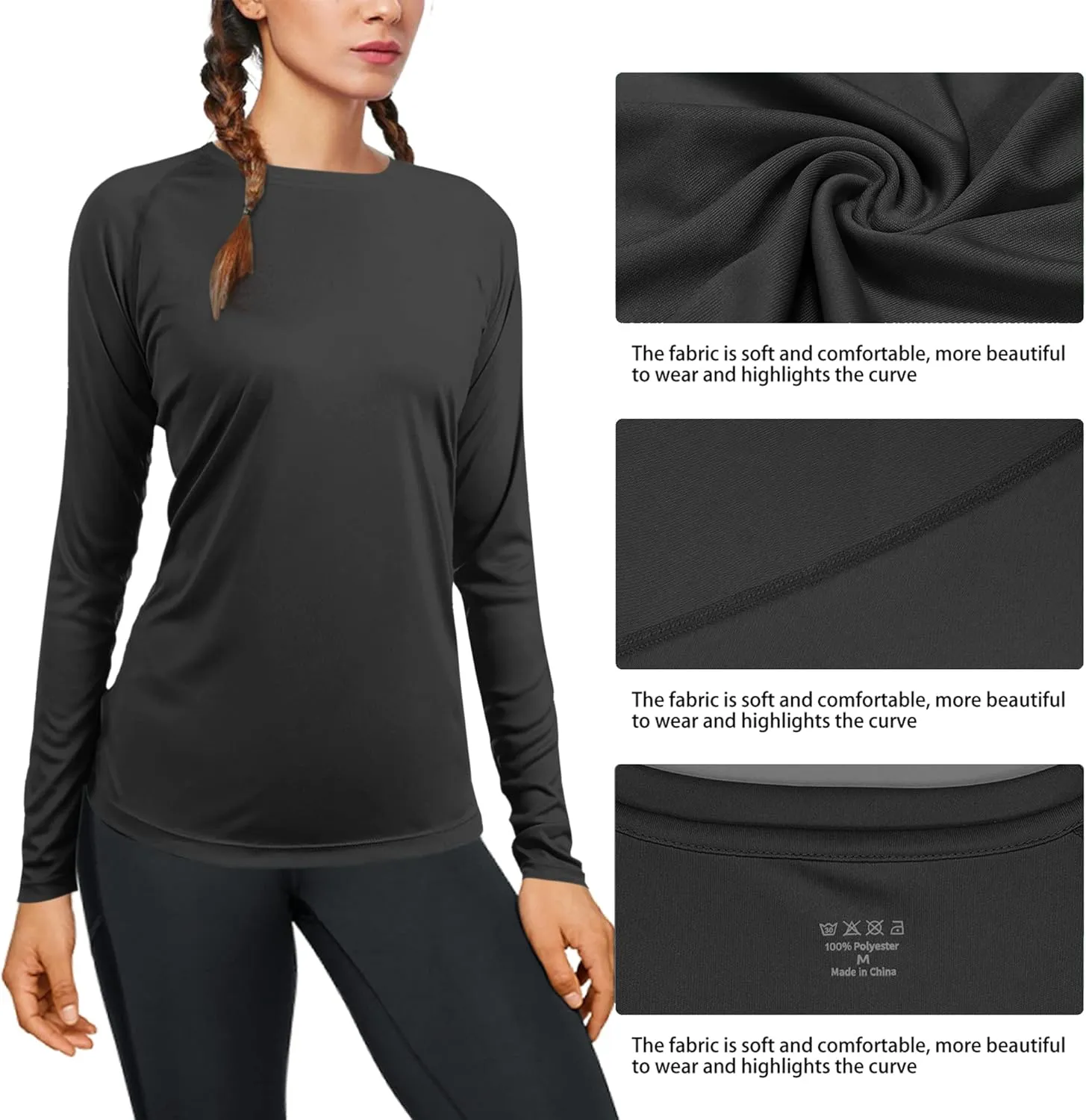 isnowood Women's Sun Protection Long Sleeve Shirts, UPF 50  UV Rash Guard Swim Shirt, Workout Hiking Running Athletic Tops
