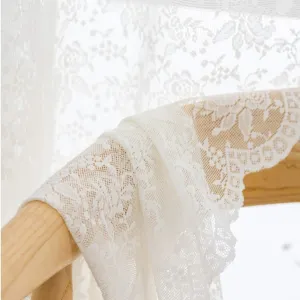 Ivory Rose Lace Semi Sheer Curtains Window Curtain Drapes for Bedroom - Rod Pocket Header Retro Style Vintage Lightweight Cream Lace Knitted Jacquard Window Curtains, Set of 2 Panels 84 Inchs Long