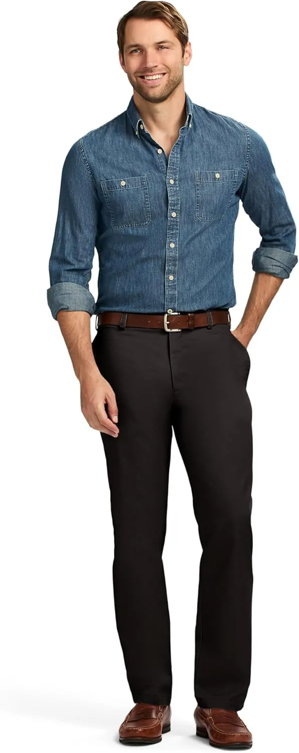 IZOD Men's American Chino Flat Front Slim Fit Pant
