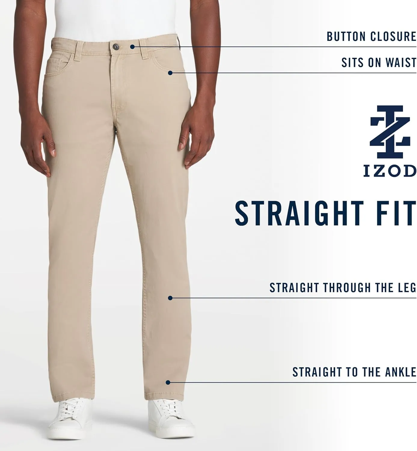 IZOD Men's Saltwater Stretch Twill 5 Pocket Straight Fit Chino Pant