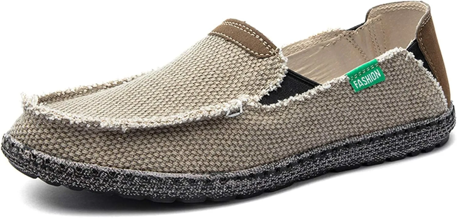 JAMONWU Men's Slip on Shoes Cloth Shoes Deck Shoes Canvas Leisure Vintage Casual Loafer Boat Shoes