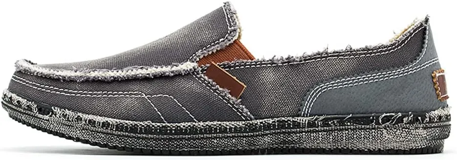 JAMONWU Men's Slip on Shoes Cloth Shoes Deck Shoes Canvas Leisure Vintage Casual Loafer Boat Shoes