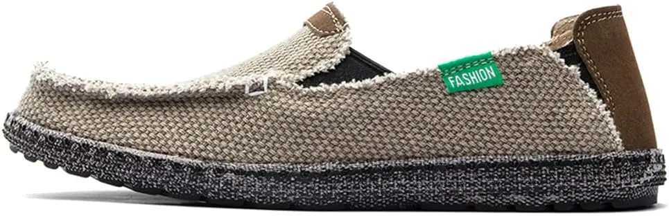 JAMONWU Men's Slip on Shoes Cloth Shoes Deck Shoes Canvas Leisure Vintage Casual Loafer Boat Shoes