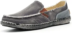 JAMONWU Men's Slip on Shoes Cloth Shoes Deck Shoes Canvas Leisure Vintage Casual Loafer Boat Shoes