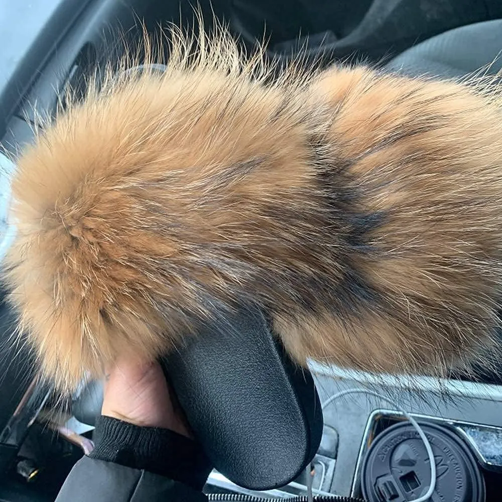 Jancoco Max Womens Fur Sliders Slippers Raccoon Fur Furry Slides Fashion Flat Soft Open Toe Fluffy Sandals