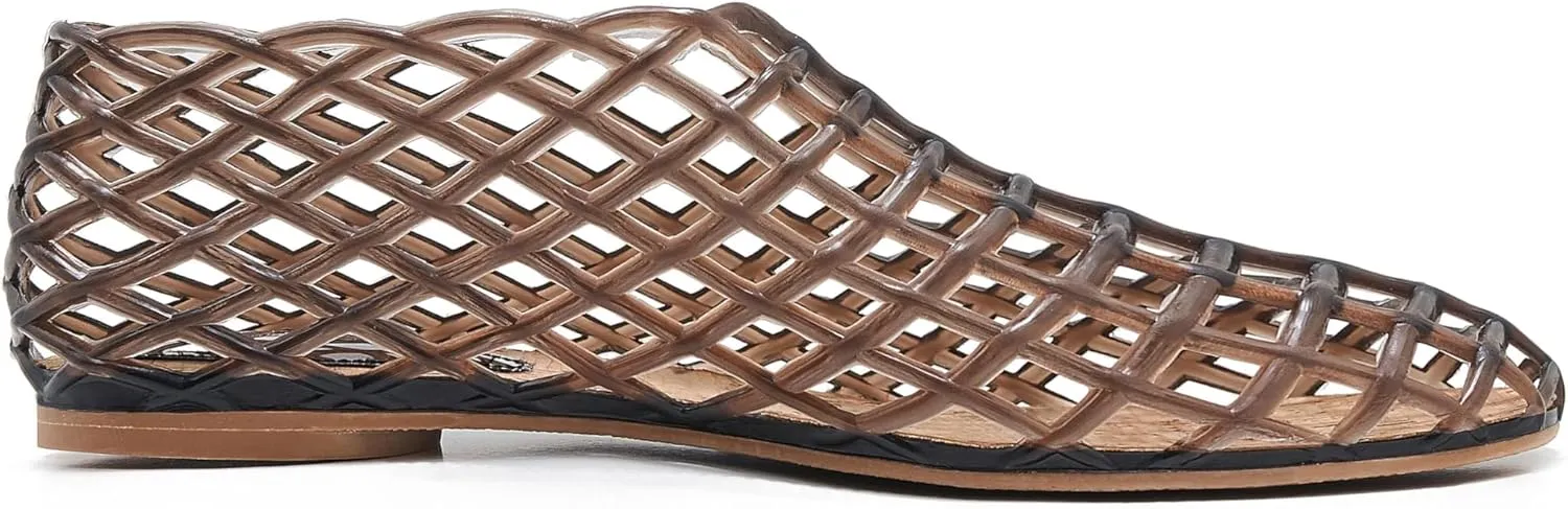 Jelly Mesh Ballet Flats for Women Clear Hollow Shoes Summer Beach Slip-on Ballerina PVC Jellies Shoes