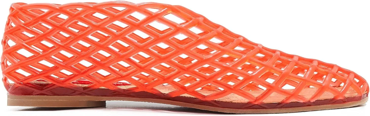 Jelly Mesh Ballet Flats for Women Clear Hollow Shoes Summer Beach Slip-on Ballerina PVC Jellies Shoes