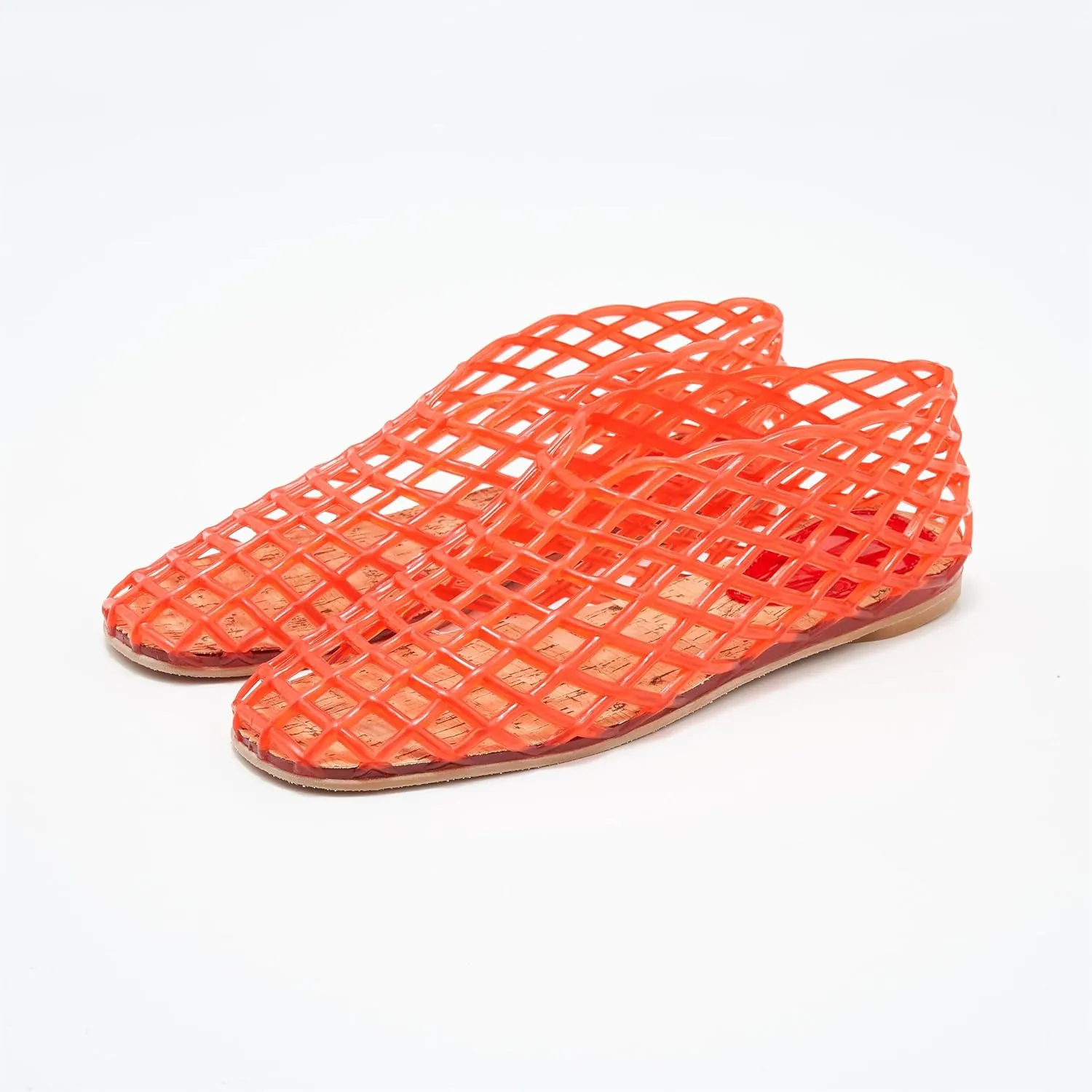 Jelly Mesh Ballet Flats for Women Clear Hollow Shoes Summer Beach Slip-on Ballerina PVC Jellies Shoes
