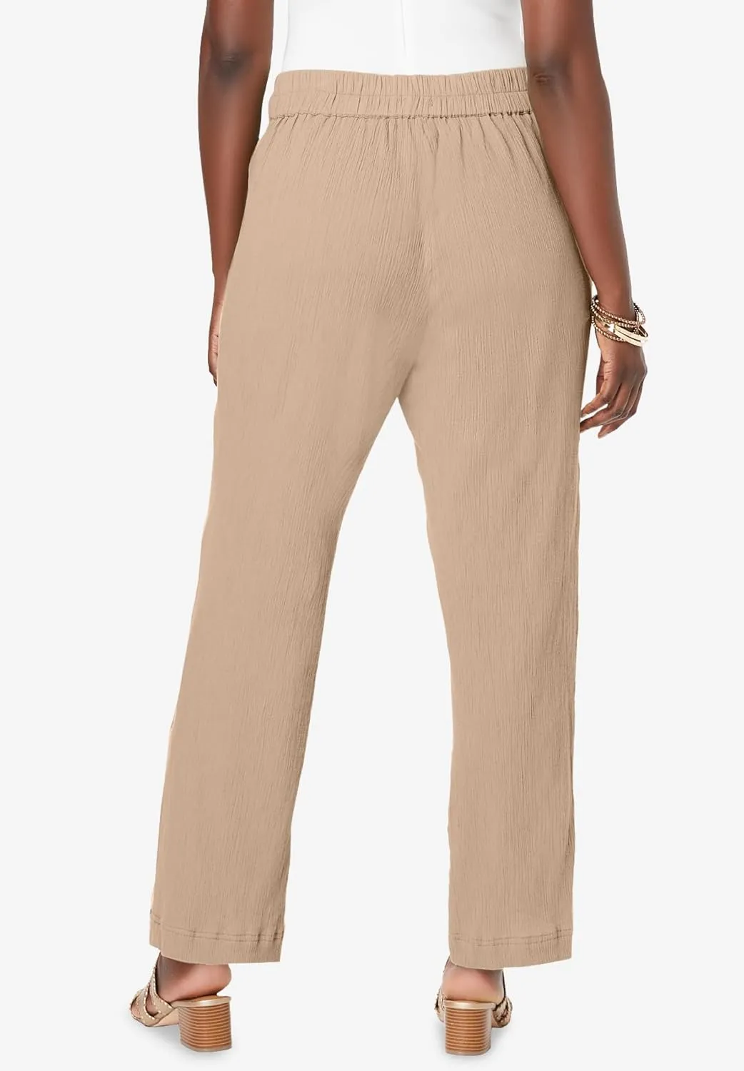 Jessica London Women's Plus Size Wide Leg Gauze Pant