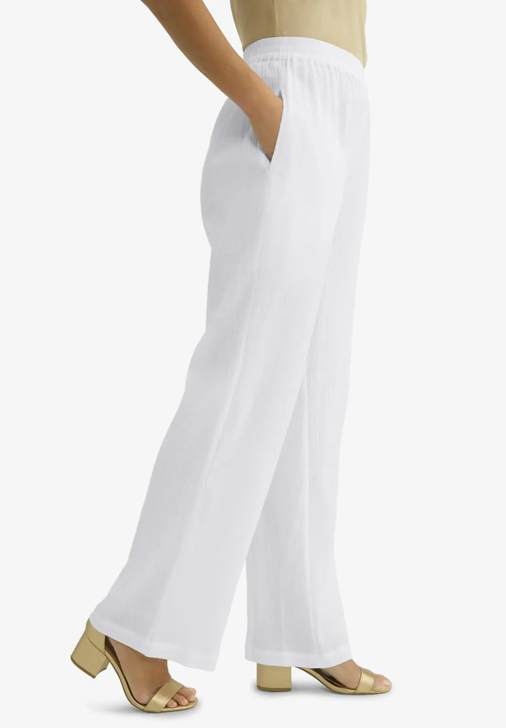 Jessica London Women's Plus Size Wide Leg Gauze Pant