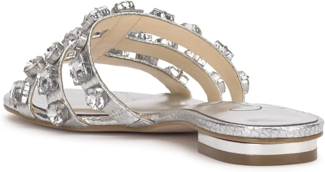 Jessica Simpson Womens Detta Rhinestone Slip On Slide Sandals