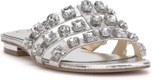 Jessica Simpson Womens Detta Rhinestone Slip On Slide Sandals