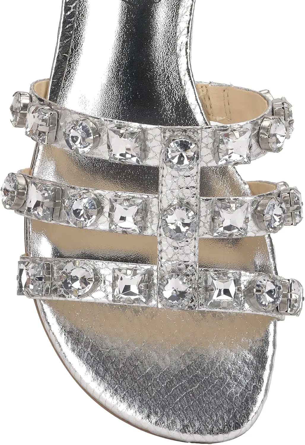 Jessica Simpson Womens Detta Rhinestone Slip On Slide Sandals