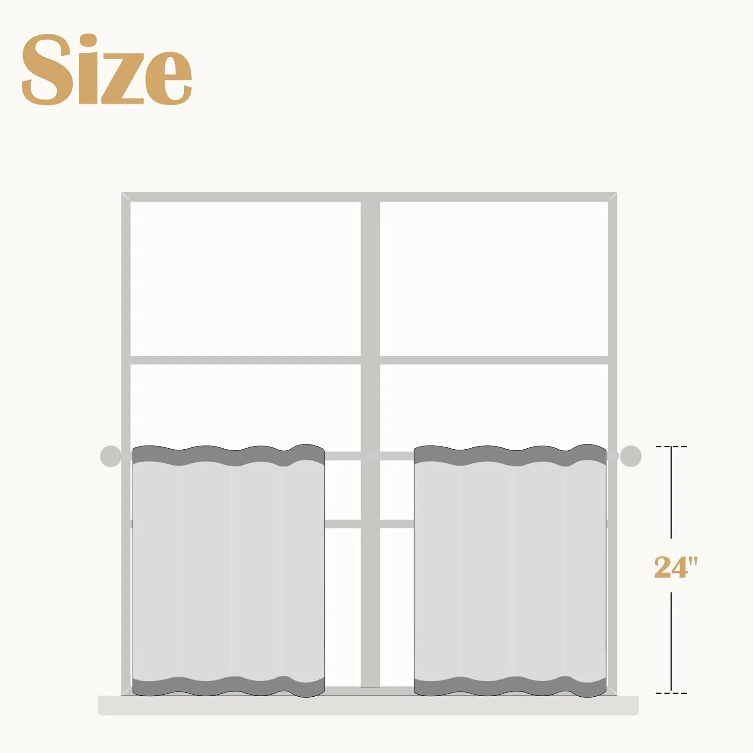 jinchan Floral Kitchen Curtains 24 Inch Linen Tier Curtains Farmhouse Cafe Half Window Drapes Over Sink Light Filtering Black on Beige for Living Room Laundry RV Rod Pocket 2 Panels