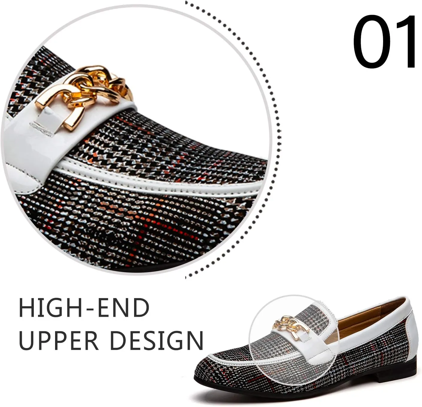 JITAI Mens Leather Shoes Pattern Printing Men's Dress Loafer Shoes Slip-on Casual Loafer Smoking Slipper