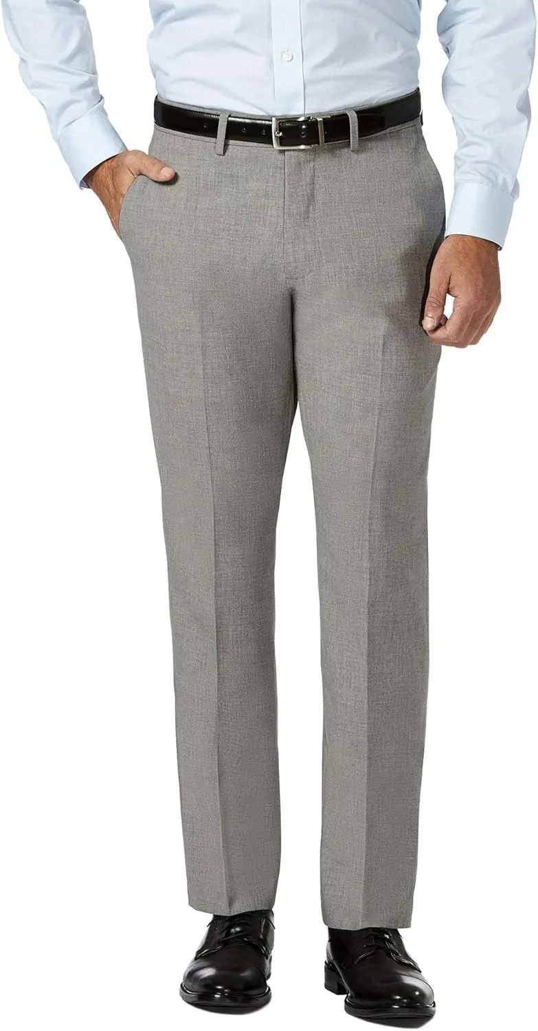 J.M. Haggar Men's 4 Way Stretch Slim Fit Flat Front Dress Pant