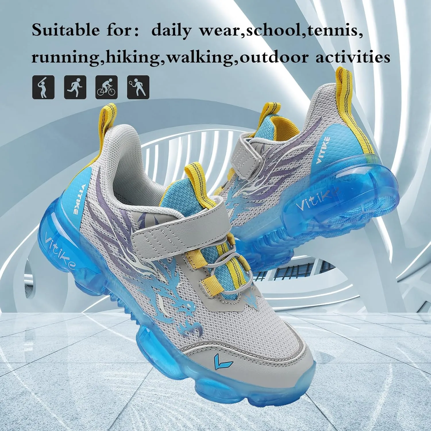 JMFCHI Kids Sneakers Boys Girls Tennis Running Shoes Outdoor Hiking Sneaker for Boys Athletic Breathable