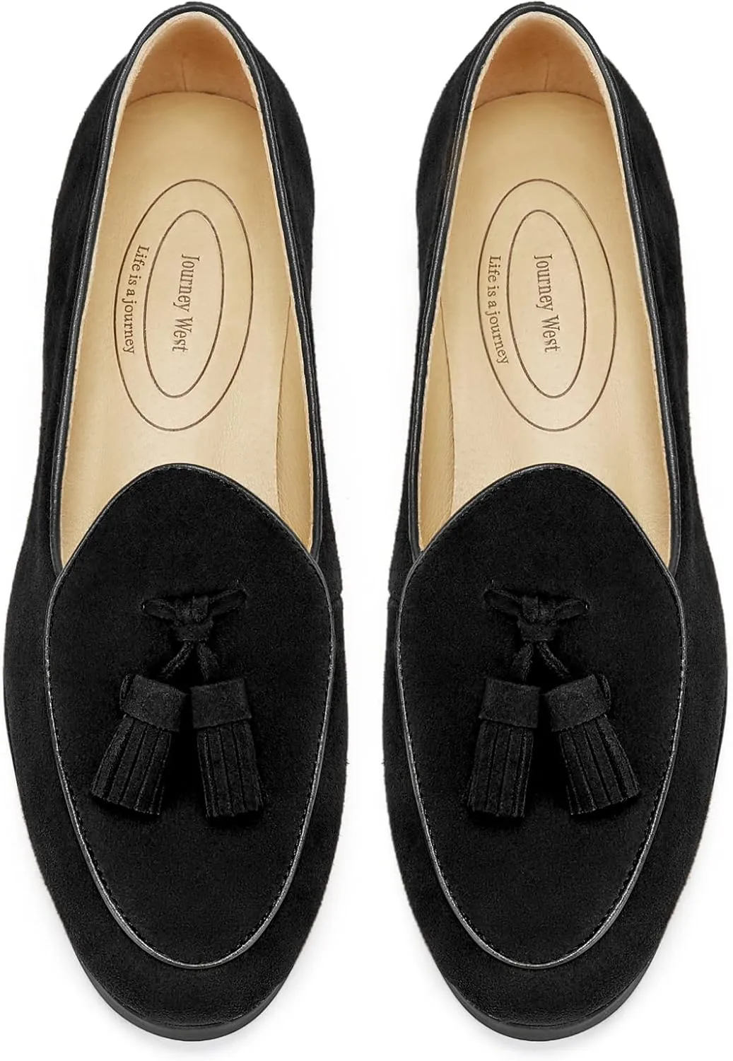 Journey West Suede Tassel Loafer for Women Slip-on BelgianLoafers Shoes