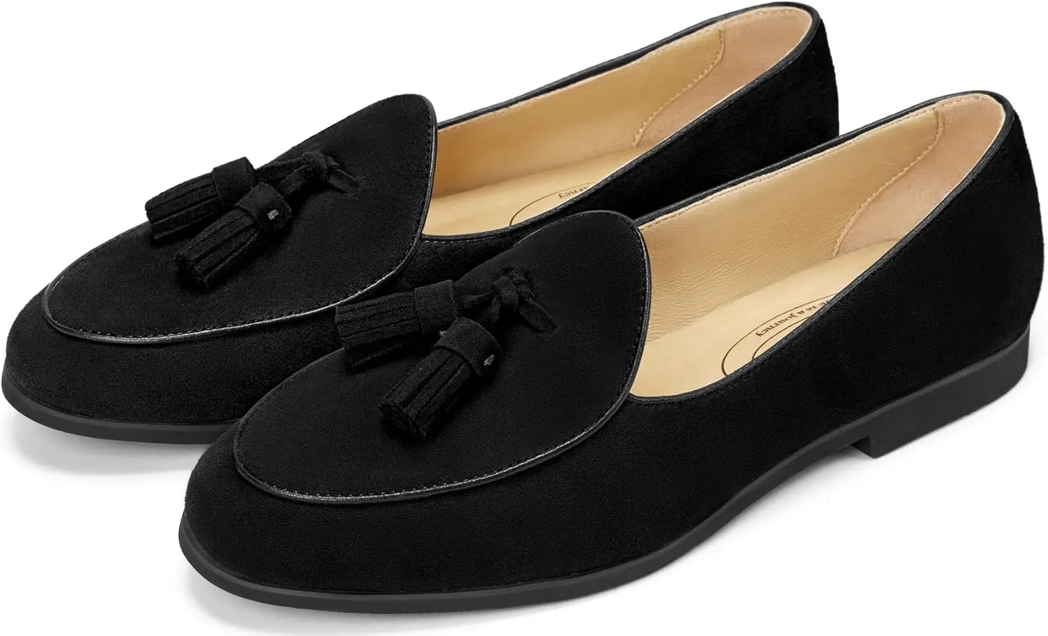 Journey West Suede Tassel Loafer for Women Slip-on BelgianLoafers Shoes