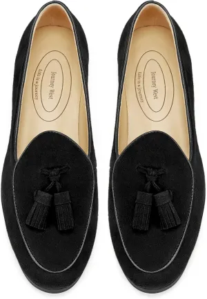 Journey West Suede Tassel Loafer for Women Slip-on BelgianLoafers Shoes