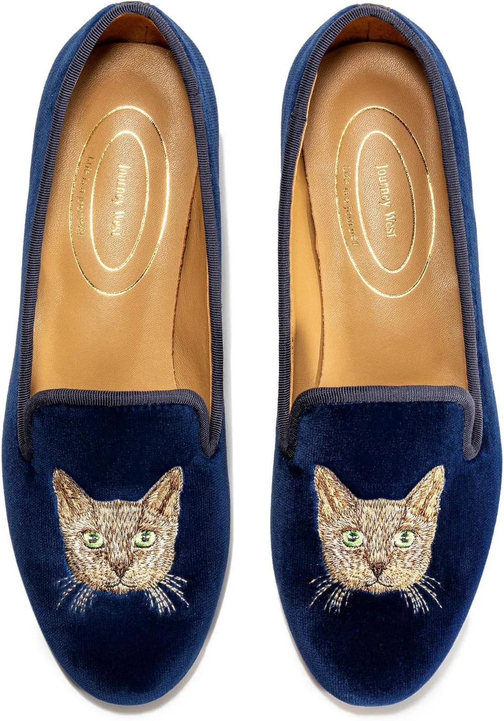 Journey West Women's Velvet Loafer Flat with Embroidery Velvet Slippers