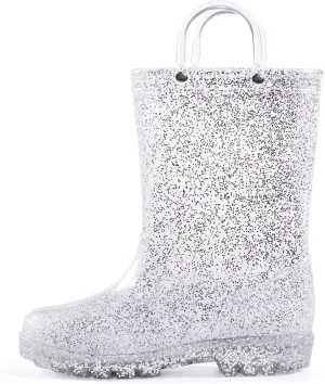 K KomForme Girls Rain Boots,Kids Glitter Waterproof Boots with Easy-on Handles