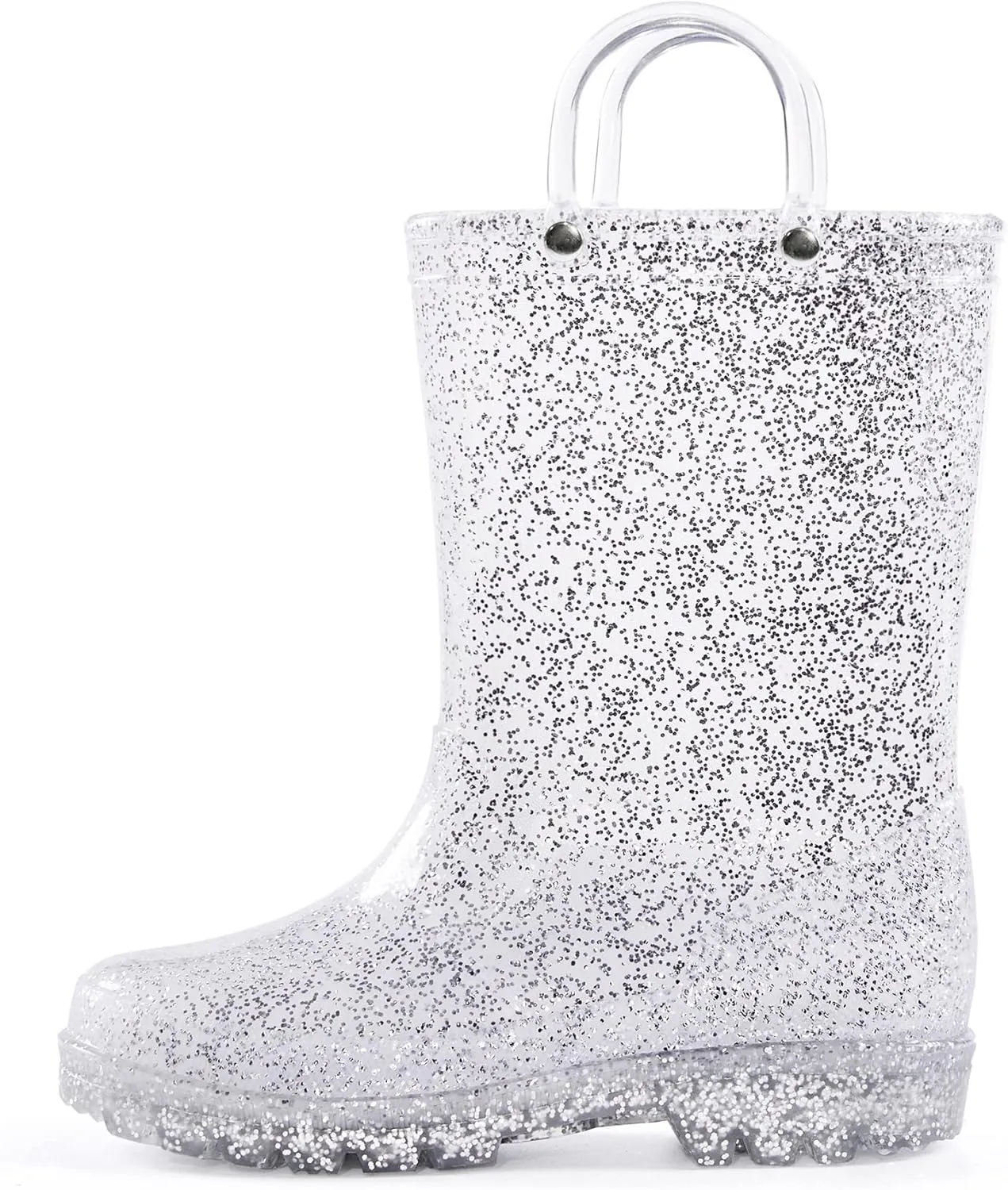K KomForme Girls Rain Boots,Kids Glitter Waterproof Boots with Easy-on Handles