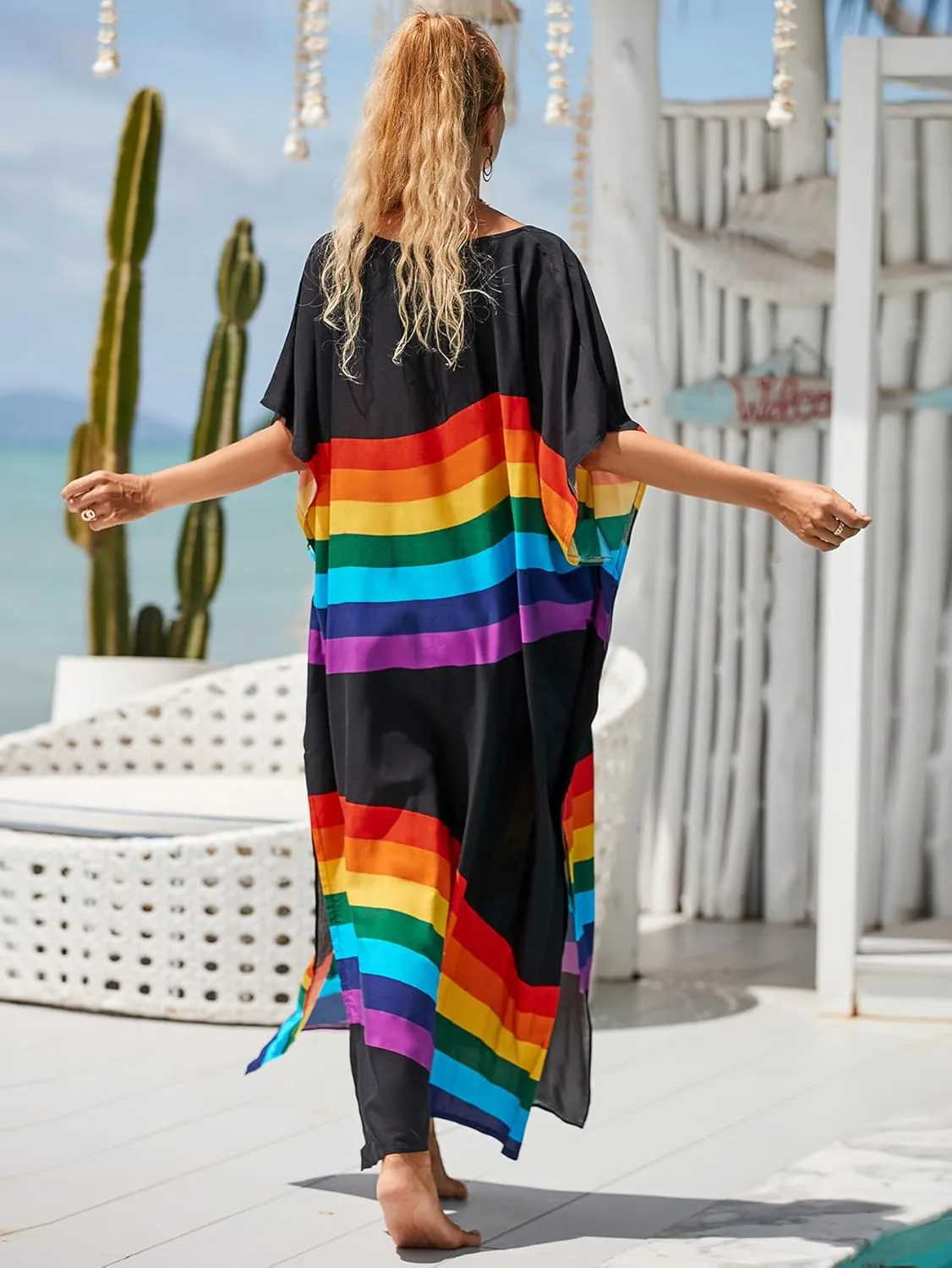 Kaftan Dresses for Women Plus Size Bathing Suit Cover up Vneck Batwing Dress Loose fit Moroccan Caftan mumu Dresses