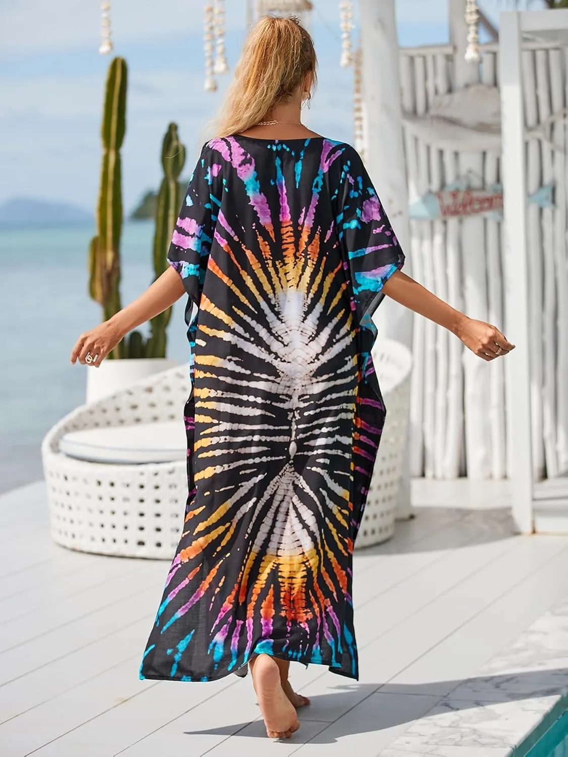 Kaftan Dresses for Women Plus Size Bathing Suit Cover up Vneck Batwing Dress Loose fit Moroccan Caftan mumu Dresses