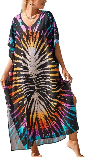 Kaftan Dresses for Women Plus Size Bathing Suit Cover up Vneck Batwing Dress Loose fit Moroccan Caftan mumu Dresses