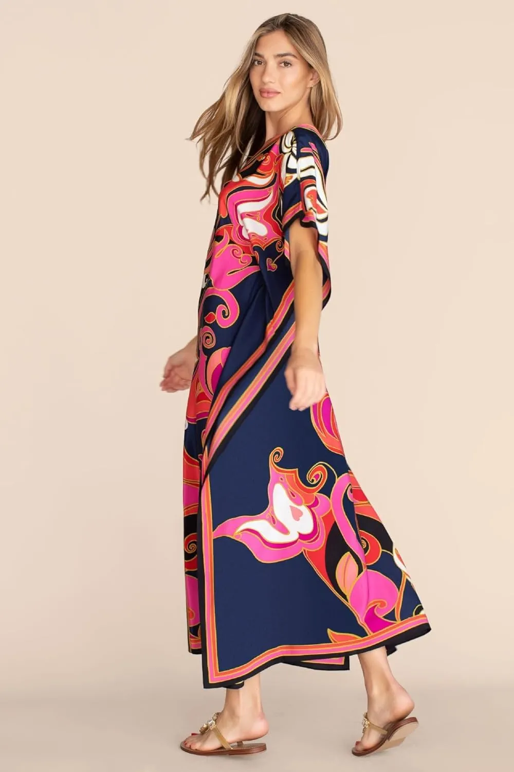 Kaftan for Women Plus Size Bathing Suit Cover up Vneck Batwing Dress Loose fit Moroccan Caftan mumu Dresses