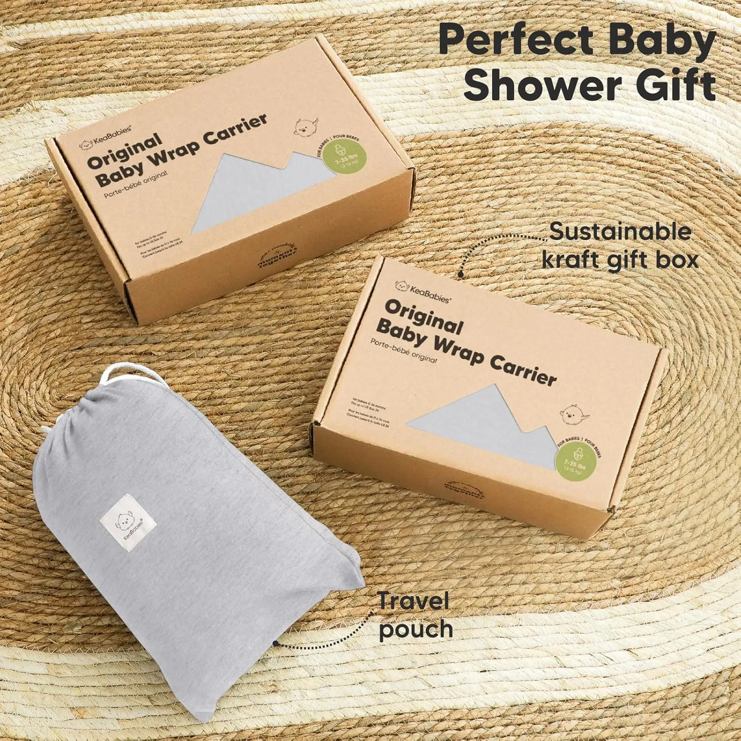 KeaBabies Baby Wrap Carrier - All in 1 Original Baby Carrier Newborn to Toddler Sling, Easy to Wear, Hands Free Bonding, Lightweight, Breathable Infant Wraps (Ash Gray)