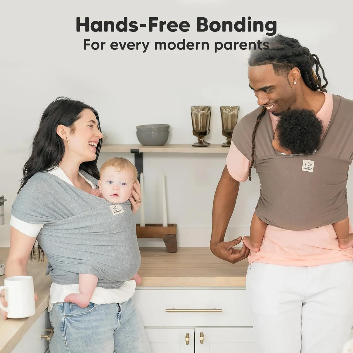 KeaBabies Baby Wrap Carrier - All in 1 Original Baby Carrier Newborn to Toddler Sling, Easy to Wear, Hands Free Bonding, Lightweight, Breathable Infant Wraps (Ash Gray)